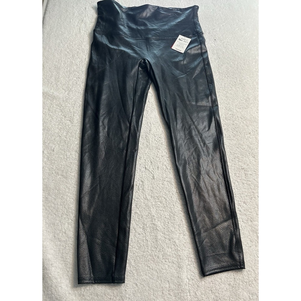 Spanx Women's Shape Faux Leather Black 1X Leggings (A8)